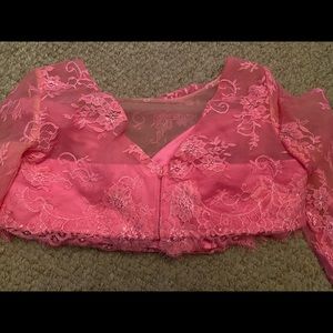 Pink 2 piece prom dress